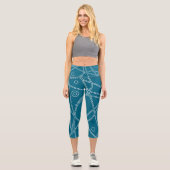 Leggings Capri Art Abstrait Vert Ligne Bleue Cercles Minimalisme (Recto)