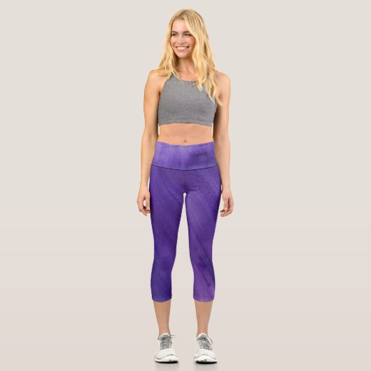 Leggings Capri Art abstrait violet foncé peint (Recto)