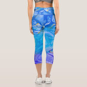 Leggings Capri Art de l'encre d'alcool bleu (Verso)