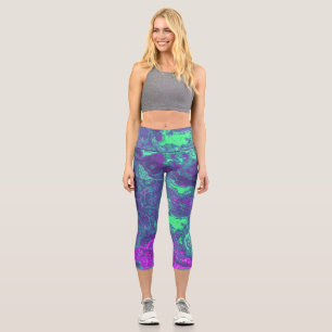 Leggings Capri Art de marbre abstrait coloré tourbillonnant groov