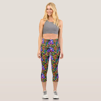Leggings Capri Art de tulipe abstrait coloré mystique