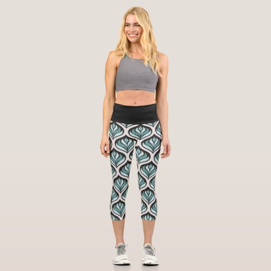 Leggings Capri Art Déco en sarcelle (Recto)