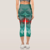 Leggings Capri art déco inspiré turquoise & rouge abstrait (Verso)