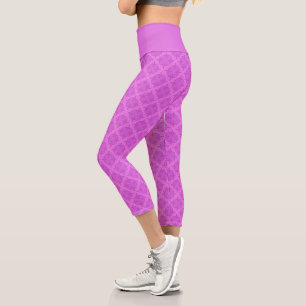 Leggings Capri Art déco lilas vif géométrique