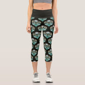 Leggings Capri Art Déco sarcelle et noir (Recto)
