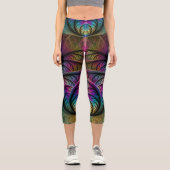 Leggings Capri Art Fractal Abstrait coloré à motifs Trippy (Recto)