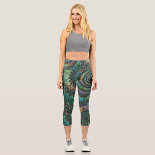 Leggings Capri Art fractal coloré aux tons de bijoux psychédéliqu