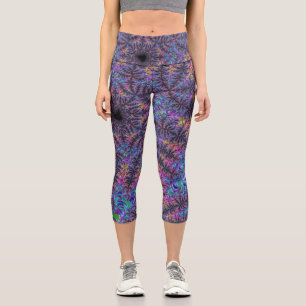 Leggings Capri Art fractal couleur joyaux Boho Groovy