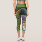 Leggings Capri Art Fractal Fleur Imaginaire Coloré Lumineux (Verso)