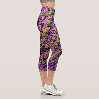 Leggings Capri Art fractal funky bohème ondulé ondoyant psychédél