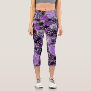 Leggings Capri Art fractal monochrome violet