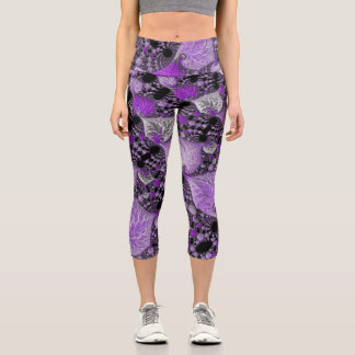 Leggings Capri Art fractal monochrome violet