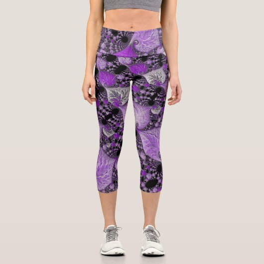 Leggings Capri Art fractal monochrome violet (Recto)