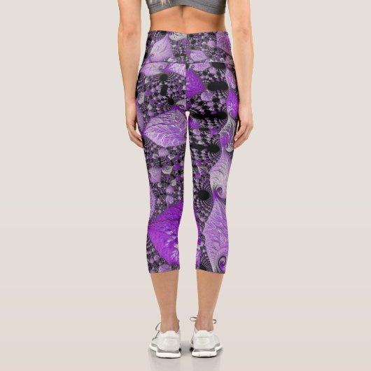 Leggings Capri Art fractal violet monochrome (Verso)