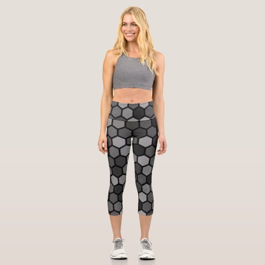 Leggings Capri Art géométrique hexagonal simple et moderne (Recto)