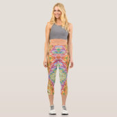 Leggings Capri Art géométrique visionnaire psychédélique V1 (Recto)