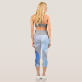 Leggings Capri Art graphique fractal abstrait bleu gris moderne (Verso)