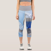 Leggings Capri Art graphique fractal abstrait bleu gris moderne (Recto)