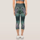 Leggings Capri Art graphique fractal géométrique sarcelle moderne (Verso)