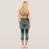 Leggings Capri Art graphique fractal géométrique sarcelle moderne (Verso)