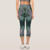 Leggings Capri Art graphique géométrique fractal sarcelle moderne (Verso)