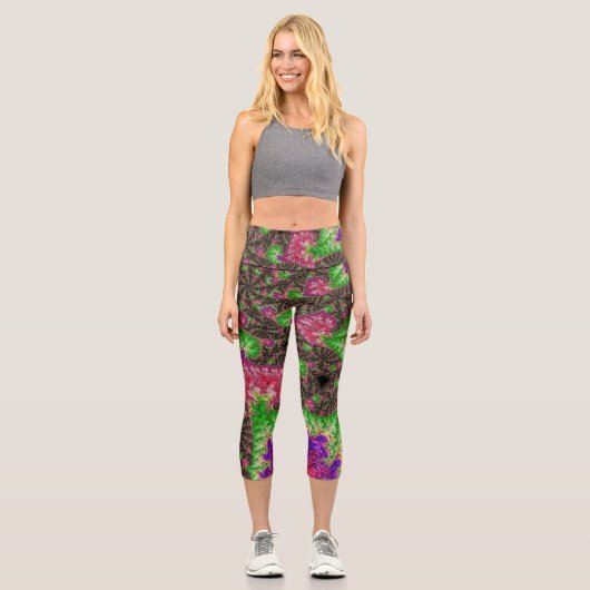Leggings Capri Art groovy boho hippy funky spirale fractal (Recto)