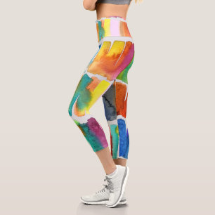 Leggings Capri Art moderne coloré aquarelle arty coloré funky art