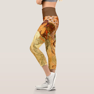 Leggings Capri Art nouveau Alphonse Mucha élégante vintage