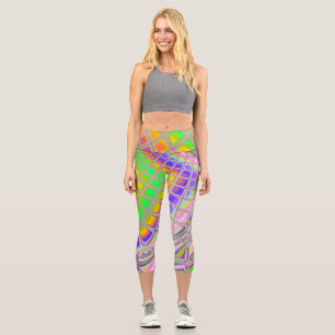 Leggings Capri Art numérique abstrait fractal vibrant tripant gro