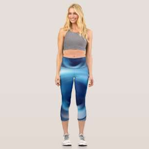 Leggings Capri Art numérique de dégradé bleu spiral Abstrait