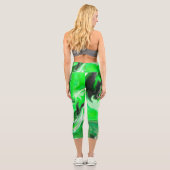 Leggings Capri Art numérique vert en marbre fluide (Verso)