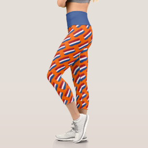 Leggings Capri Artsy Rouge Bleu Bleu Abstrait Hollandais Motif Dr