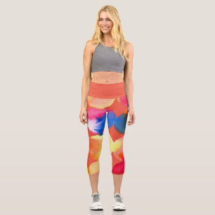 Leggings Capri Arty orangé moderne coloré art funky