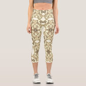 Leggings Capri Aspect dentelle de fleurs Sépia doré (Recto)