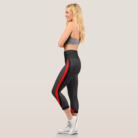 Leggings Capri Attoni gris foncé rouge et noir Side Sports (Gauche)