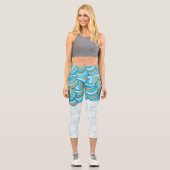 Leggings Capri Attractif mignon motif abstrait l Exercice bleu (Recto)