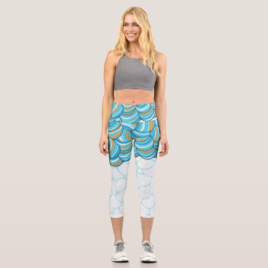 Leggings Capri Attractif mignon motif abstrait l Exercice bleu (Recto)