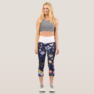Leggings Capri Augmenter Fleurs Positives Et Papillon Coloré
