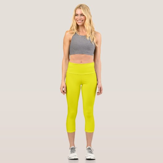 Leggings Capri Aureolin (couleur solide) (Recto)