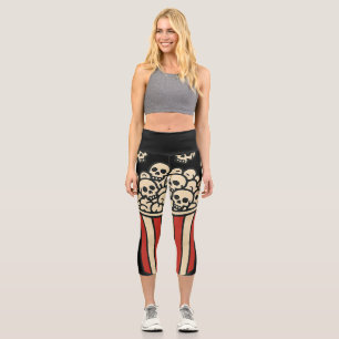 Leggings Capri Autocollant Boîte de Popcorn de Crâne