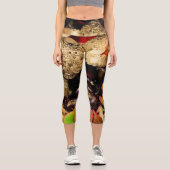 Leggings Capri Automne Feuilles automnales, châtaignes champignon (Recto)