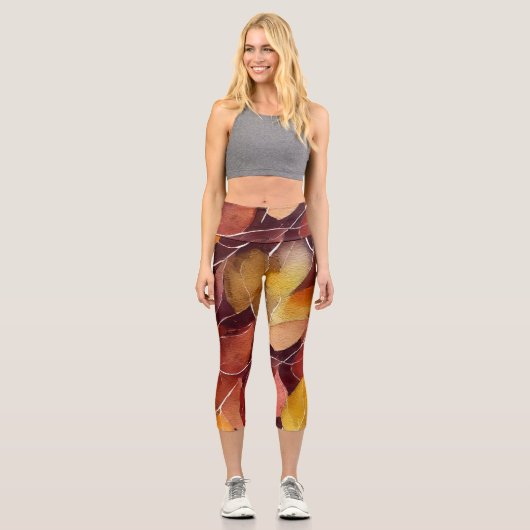 Leggings Capri Automne Feuilles Motif (Recto)