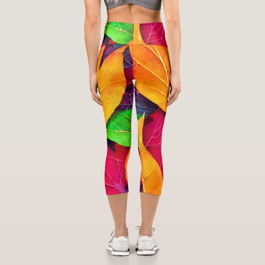 Leggings Capri Automne Feuilles Motif (Verso)