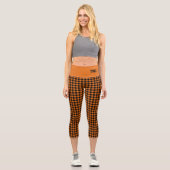 Leggings Capri automne Orange noir Buffalo Plaid INITIALES Capri (Recto)