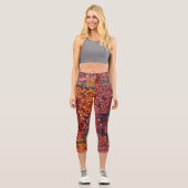 Leggings Capri AUTUMN FOREST ANIMALS Hares, Pheasant Red Floral (Recto)
