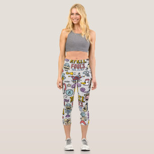 Leggings Capri Avril Fools : Jeu de Doodles Colorés.