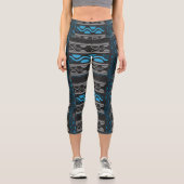 Leggings Capri Aztec bleu ethnique (Recto)