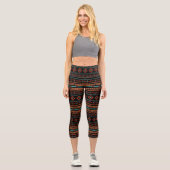 Leggings Capri Aztec Rusts Turquoise Noir Motifs mélangés Motif (Recto)