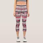 Leggings Capri Aztèque ethnique rouge (Recto)