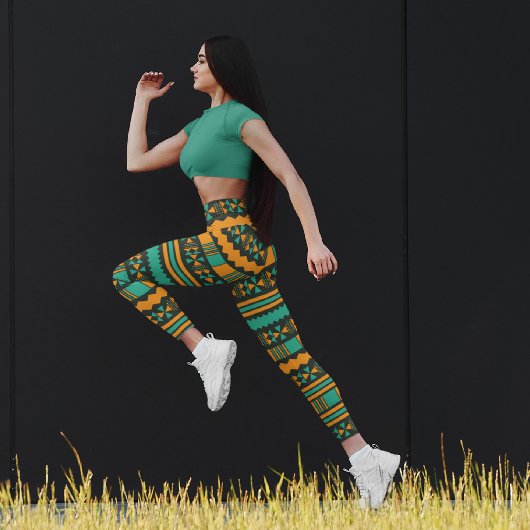 Leggings Capri Aztèque Ethnique Vert